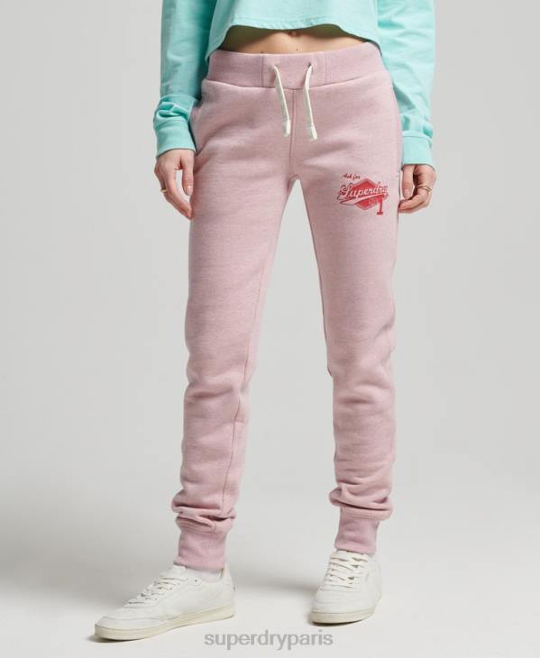 Superdry femmes pantalon de jogging collégial style script vintage D64Z6577 vêtements rose