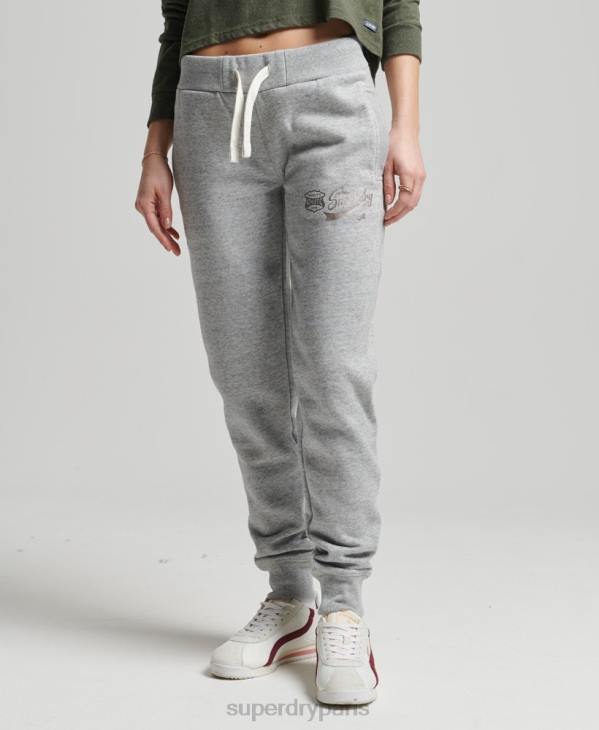Superdry femmes pantalon de jogging collégial style script vintage D64Z6578 vêtements gris