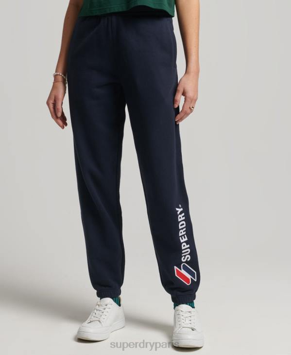 Superdry femmes pantalon de jogging à logo appliqué D64Z3937 vêtements marine