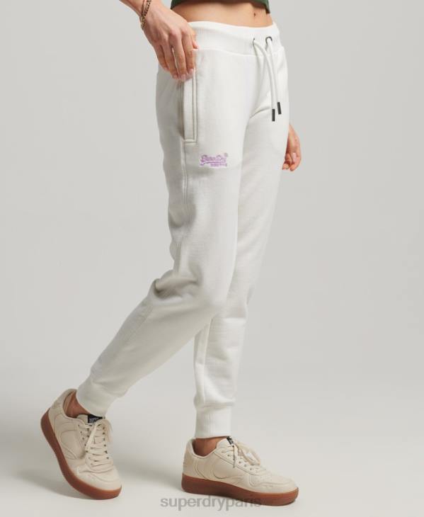 Superdry femmes pantalon de jogging à logo brodé D64Z2308 vêtements blanc