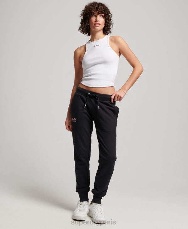 Superdry femmes pantalon de jogging à logo brodé D64Z3903 vêtements noir