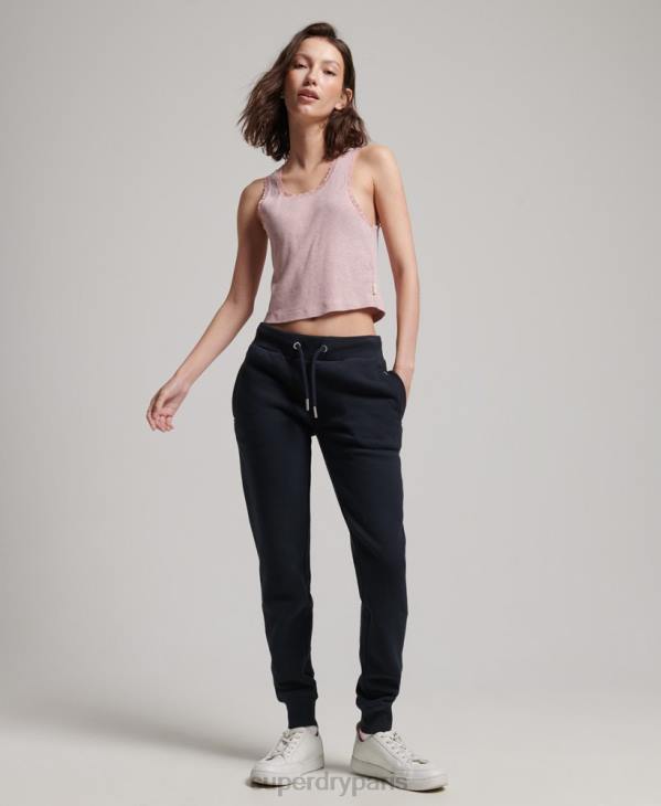 Superdry femmes pantalon de jogging à logo brodé D64Z3906 vêtements marine