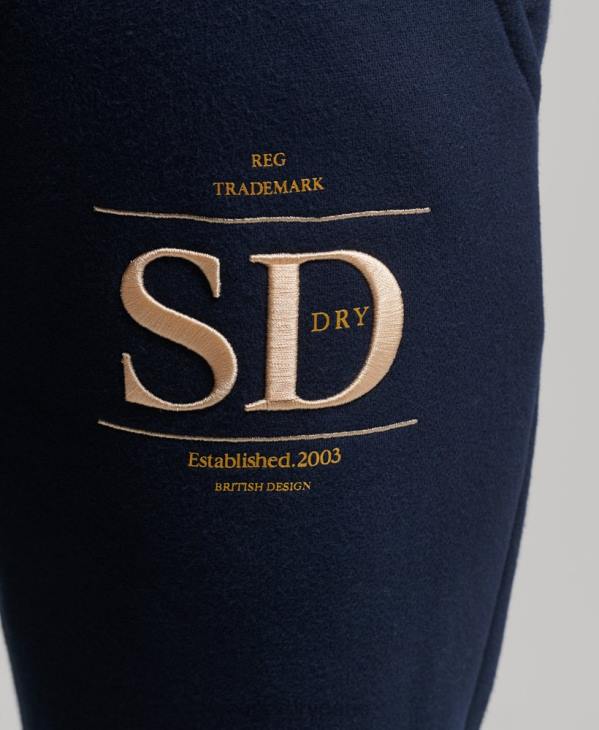 Superdry femmes pantalon de jogging à logo brodé de luxe D64Z6740 vêtements marine