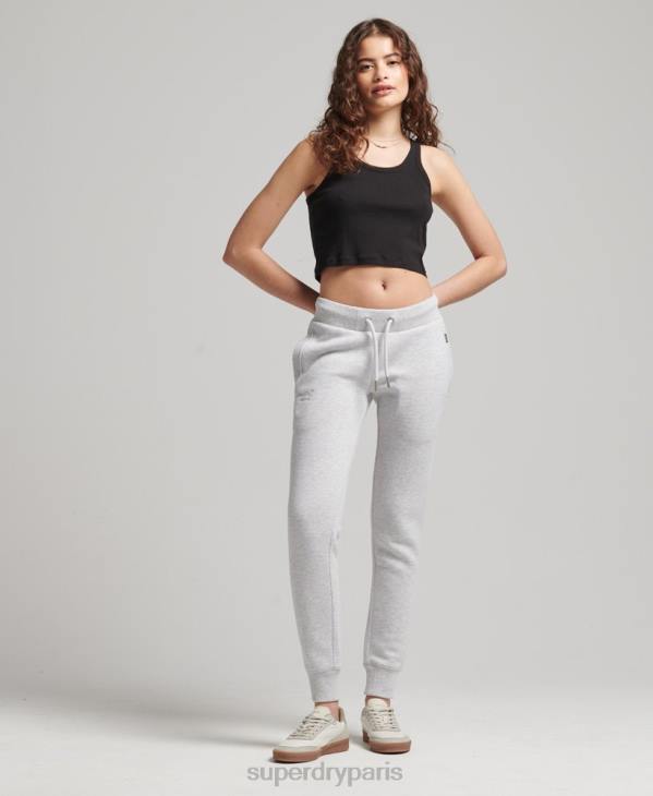 Superdry femmes pantalon de jogging logo vintage brodé en coton bio D64Z3915 vêtements gris clair