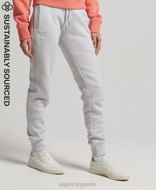 Superdry femmes pantalon de jogging logo vintage brodé en coton bio D64Z3924 vêtements gris clair