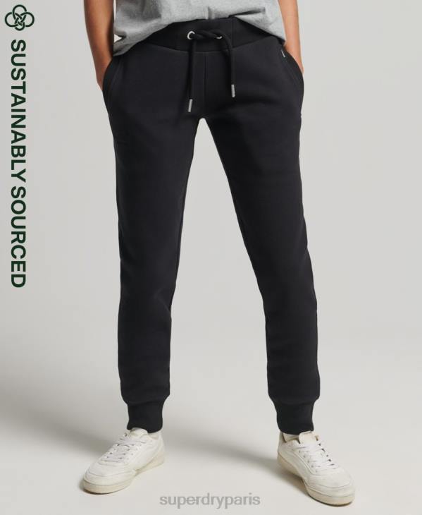 Superdry femmes pantalon de jogging logo vintage brodé en coton bio D64Z3927 vêtements noir
