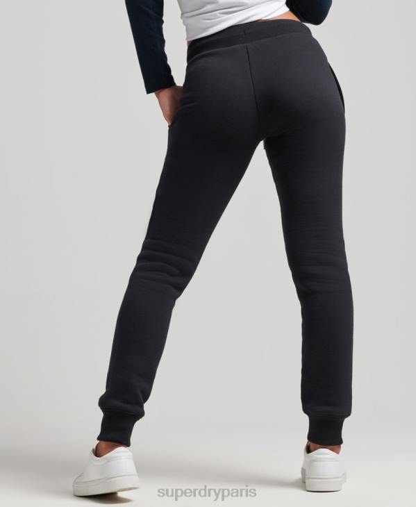 Superdry femmes pantalon de jogging logo vintage brodé en coton bio D64Z3930 vêtements noir