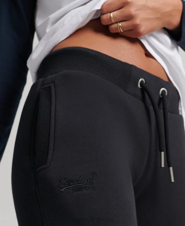 Superdry femmes pantalon de jogging logo vintage brodé en coton bio D64Z3930 vêtements noir
