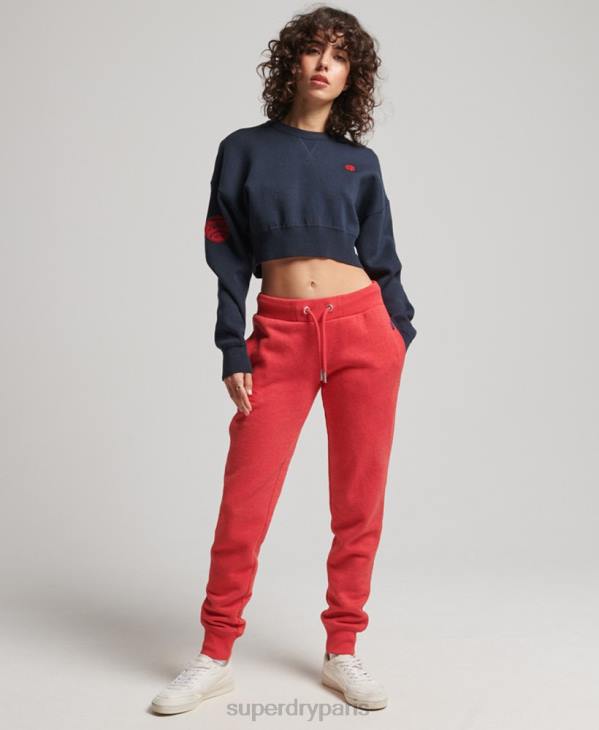 Superdry femmes pantalon de jogging logo vintage brodé en coton bio D64Z6579 vêtements rouge