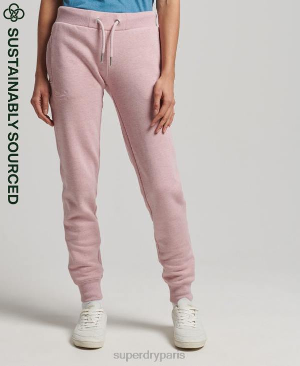 Superdry femmes pantalon de jogging logo vintage brodé en coton bio D64Z6581 vêtements rose