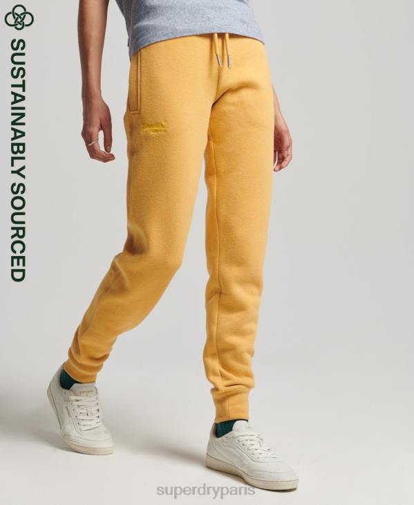 Superdry femmes pantalon de jogging logo vintage brodé en coton bio D64Z6582 vêtements jaune