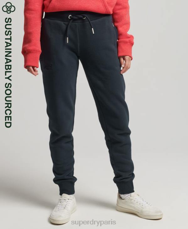 Superdry femmes pantalon de jogging logo vintage brodé en coton bio D64Z6640 vêtements marine