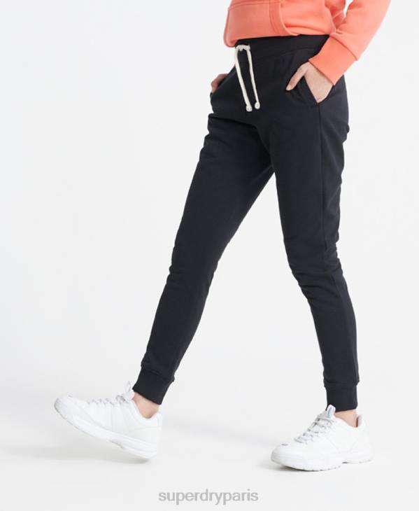 Superdry femmes pantalon de jogging loopback en coton bio label standard D64Z3941 vêtements noir