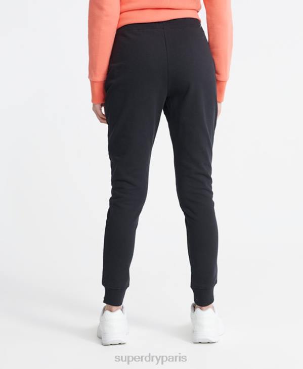 Superdry femmes pantalon de jogging loopback en coton bio label standard D64Z3941 vêtements noir