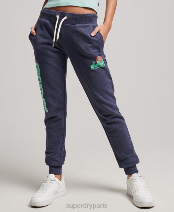 Superdry femmes pantalon de jogging non brossé à découpes cali D64Z3916 vêtements marine