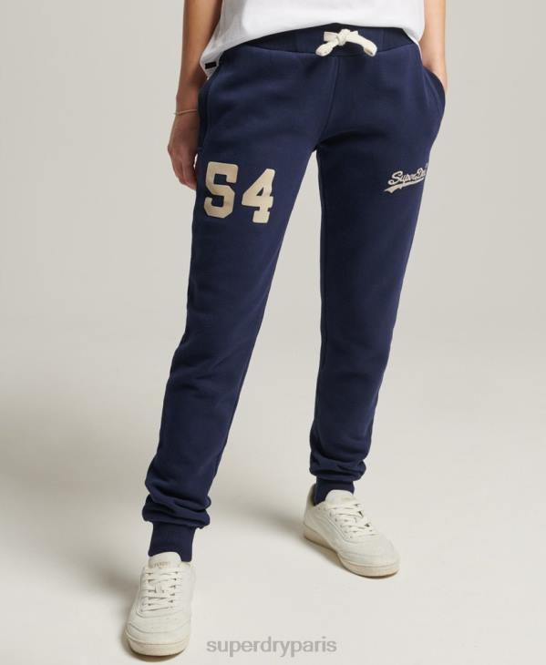 Superdry femmes pantalon de jogging universitaire à logo vintage D64Z6655 vêtements marine