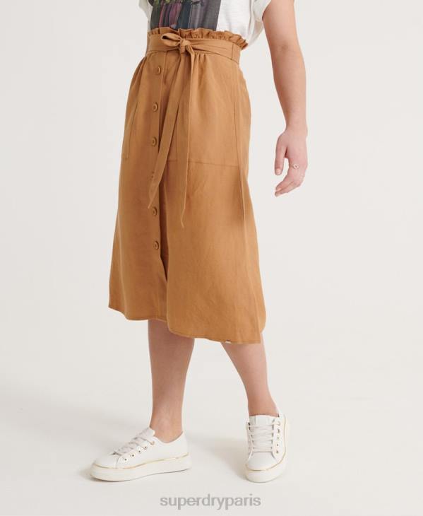 Superdry femmes jupe en lin eden D64Z4167 vêtements bronzer