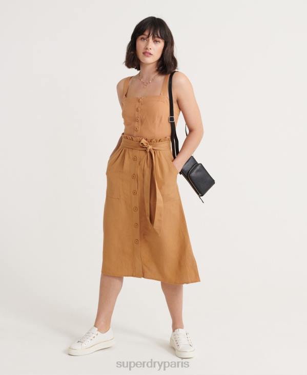 Superdry femmes jupe en lin eden D64Z4167 vêtements bronzer