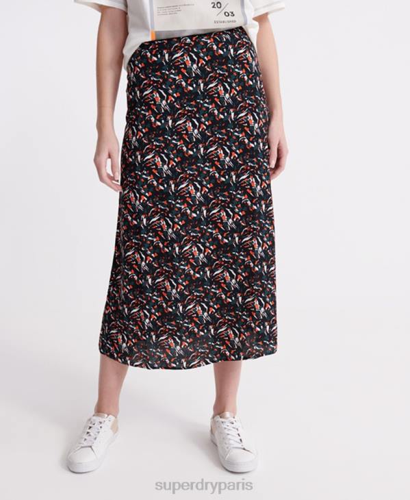 Superdry femmes jupe mi-longue canyon D64Z4165 vêtements bleu