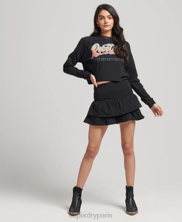 Superdry femmes jupe vintage des années 90 D64Z4128 vêtements noir