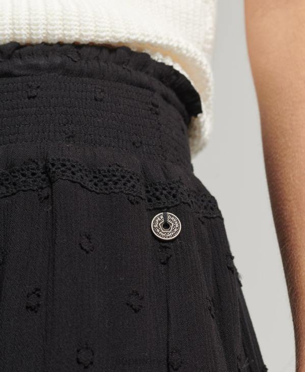 Superdry femmes mini jupe en dentelle vintage D64Z4145 vêtements noir