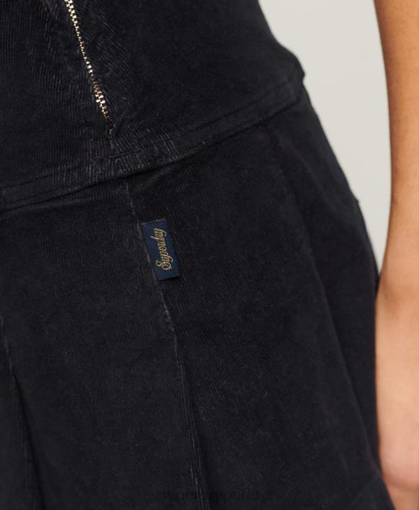 Superdry femmes mini-jupe plissée en velours côtelé vintage D64Z4134 vêtements marine