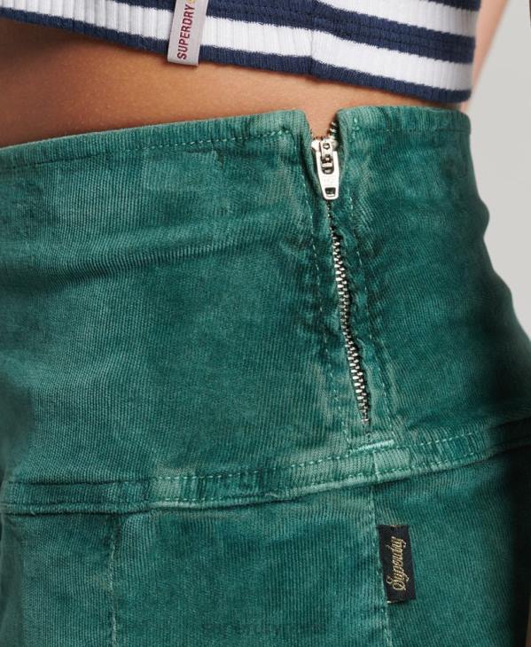 Superdry femmes mini-jupe plissée en velours côtelé vintage D64Z4152 vêtements vert