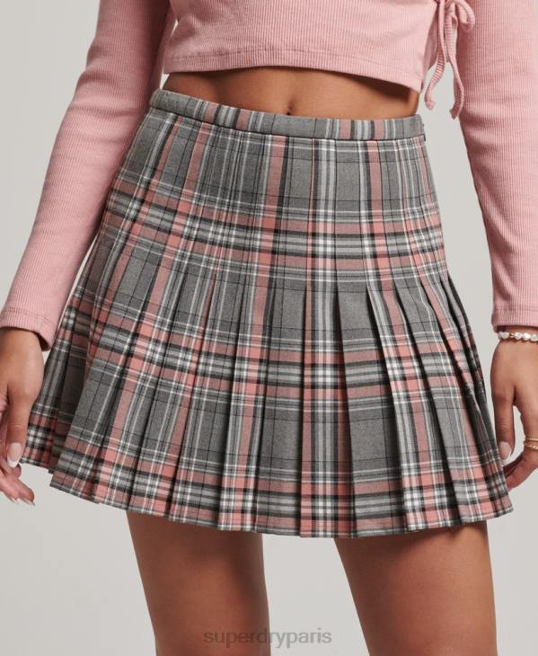 Superdry femmes mini jupe plissée vintage D64Z4155 vêtements gris