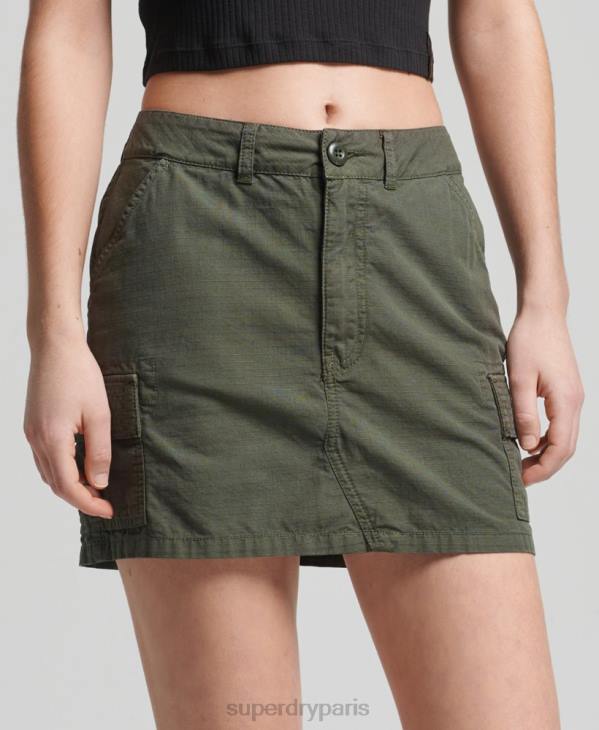 Superdry femmes mini-jupe utilitaire vintage D64Z6519 vêtements kaki