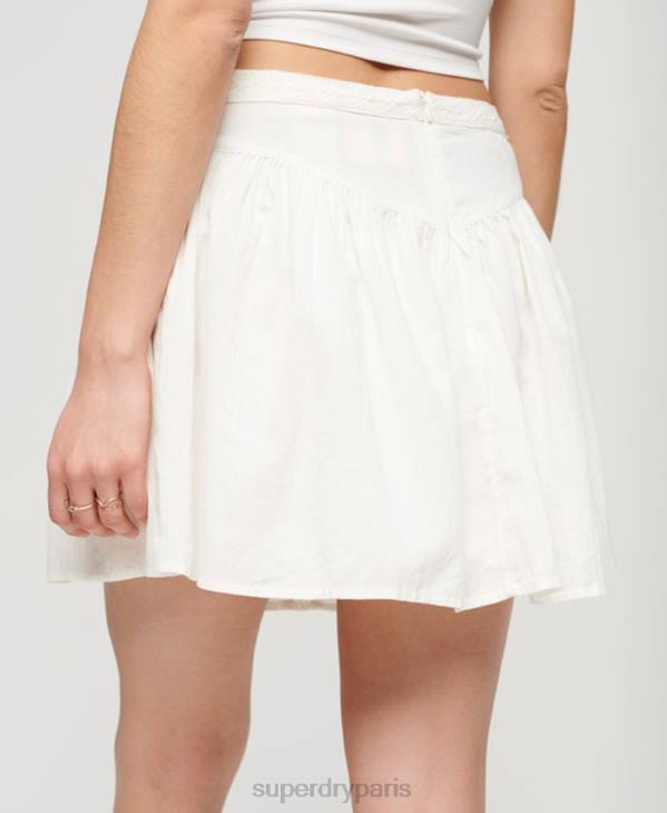 Superdry femmes minijupe bordée de dentelle D64Z2145 vêtements crème