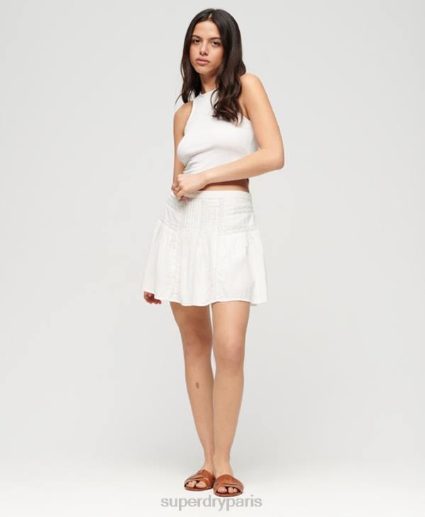Superdry femmes minijupe bordée de dentelle D64Z2145 vêtements crème