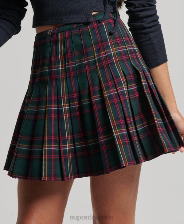 Superdry femmes minijupe à carreaux D64Z4150 vêtements vert