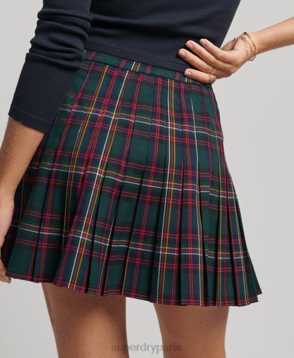 Superdry femmes minijupe à carreaux D64Z4150 vêtements vert