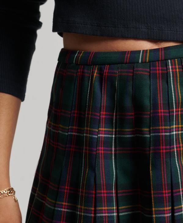 Superdry femmes minijupe à carreaux D64Z4150 vêtements vert