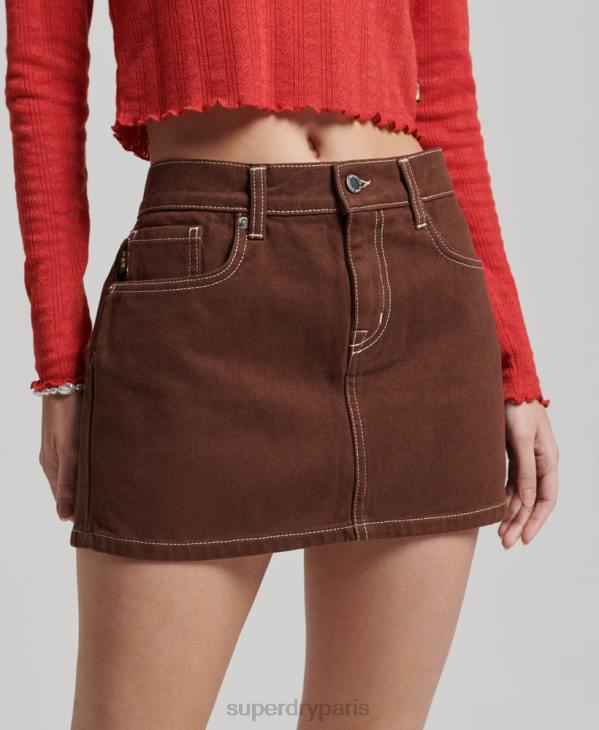 Superdry femmes minijupe de travail D64Z4115 vêtements brun
