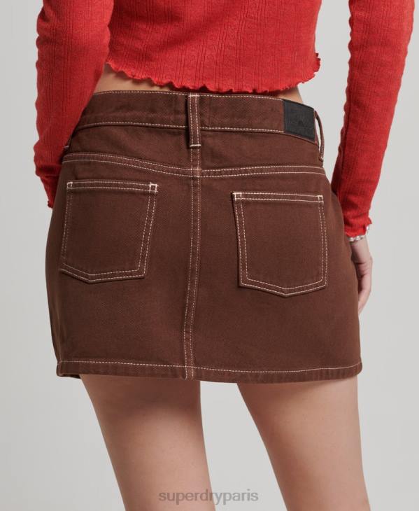 Superdry femmes minijupe de travail D64Z4115 vêtements brun
