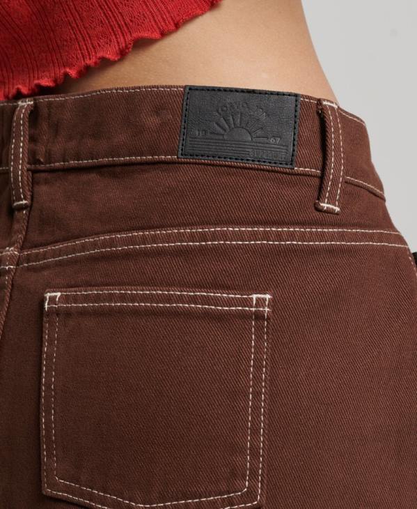 Superdry femmes minijupe de travail D64Z4115 vêtements brun