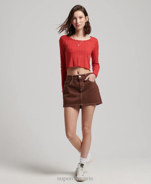 Superdry femmes minijupe de travail D64Z4115 vêtements brun