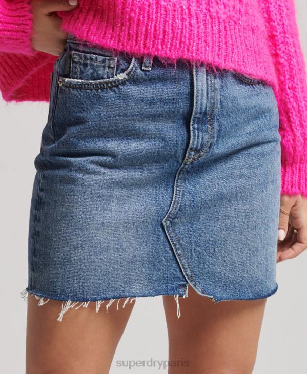 Superdry femmes minijupe en jean D64Z6739 vêtements bleu
