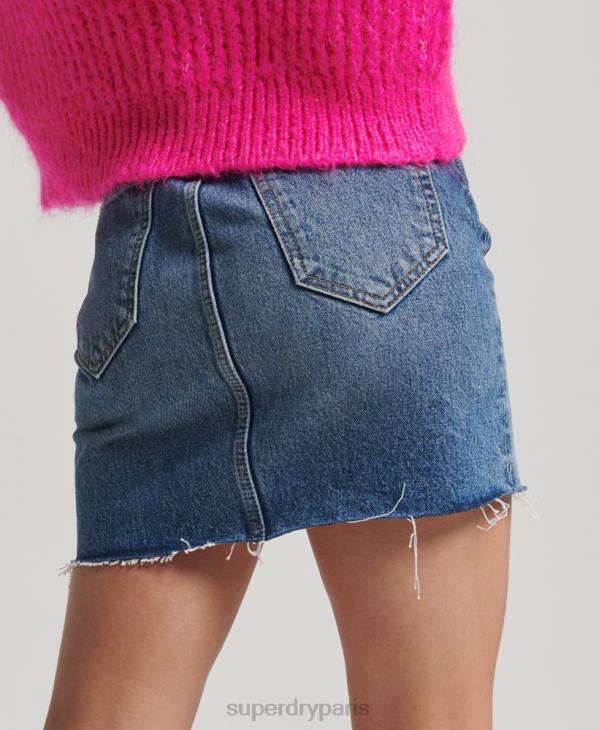Superdry femmes minijupe en jean D64Z6739 vêtements bleu