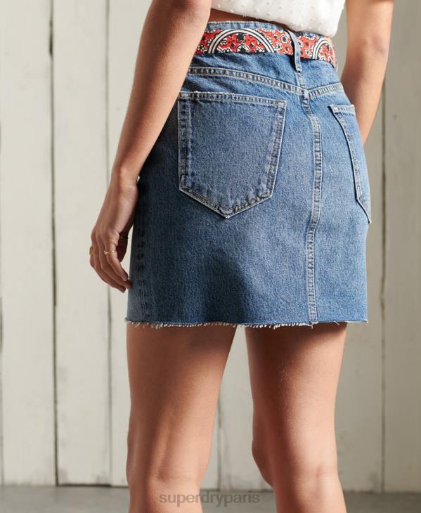 Superdry femmes minijupe en jean D64Z6758 vêtements bleu