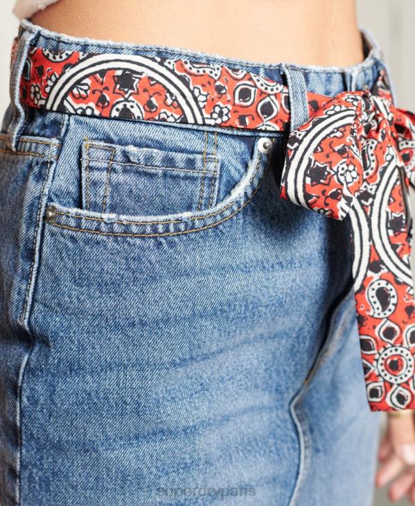Superdry femmes minijupe en jean D64Z6758 vêtements bleu