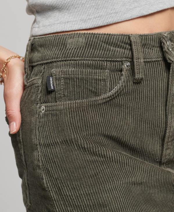 Superdry femmes minijupe en velours côtelé D64Z6634 vêtements kaki