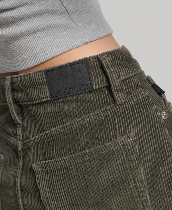 Superdry femmes minijupe en velours côtelé D64Z6634 vêtements kaki