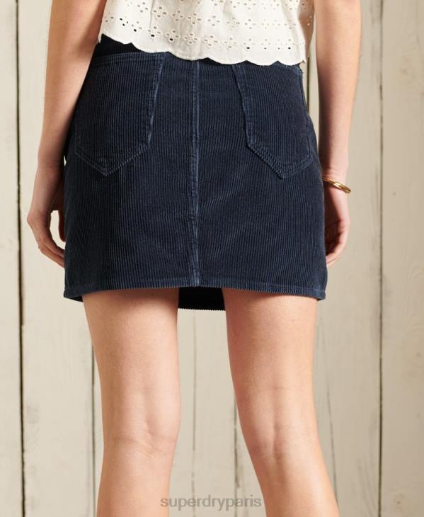 Superdry femmes minijupe en velours côtelé D64Z6702 vêtements marine