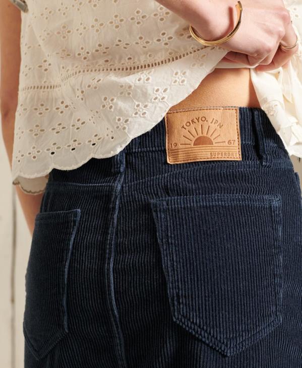 Superdry femmes minijupe en velours côtelé D64Z6702 vêtements marine