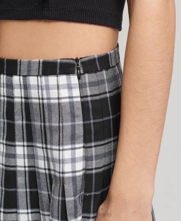Superdry femmes minijupe plissée à carreaux D64Z4151 vêtements noir