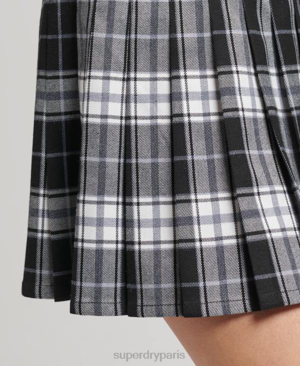 Superdry femmes minijupe plissée à carreaux D64Z4151 vêtements noir