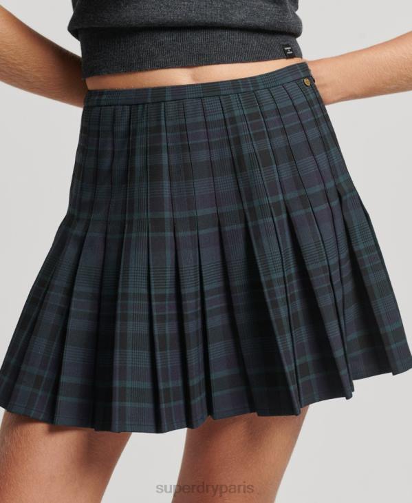 Superdry femmes minijupe plissée à carreaux D64Z4156 vêtements marine