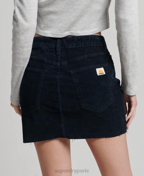 Superdry femmes minijupe vintage en velours côtelé D64Z4137 vêtements marine